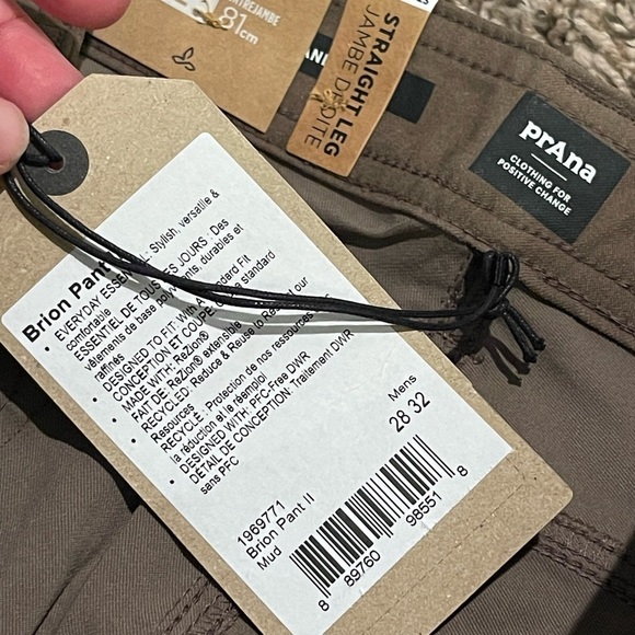 Prana Brion II NWT stretch color mud straight leg pants - Picture 9 of 14